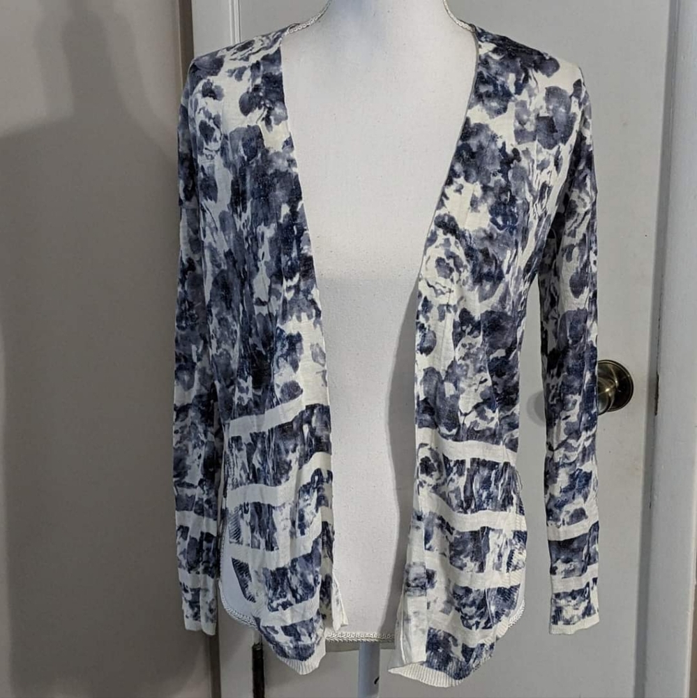 Marks & Spencer linen blend floral open cardigan S